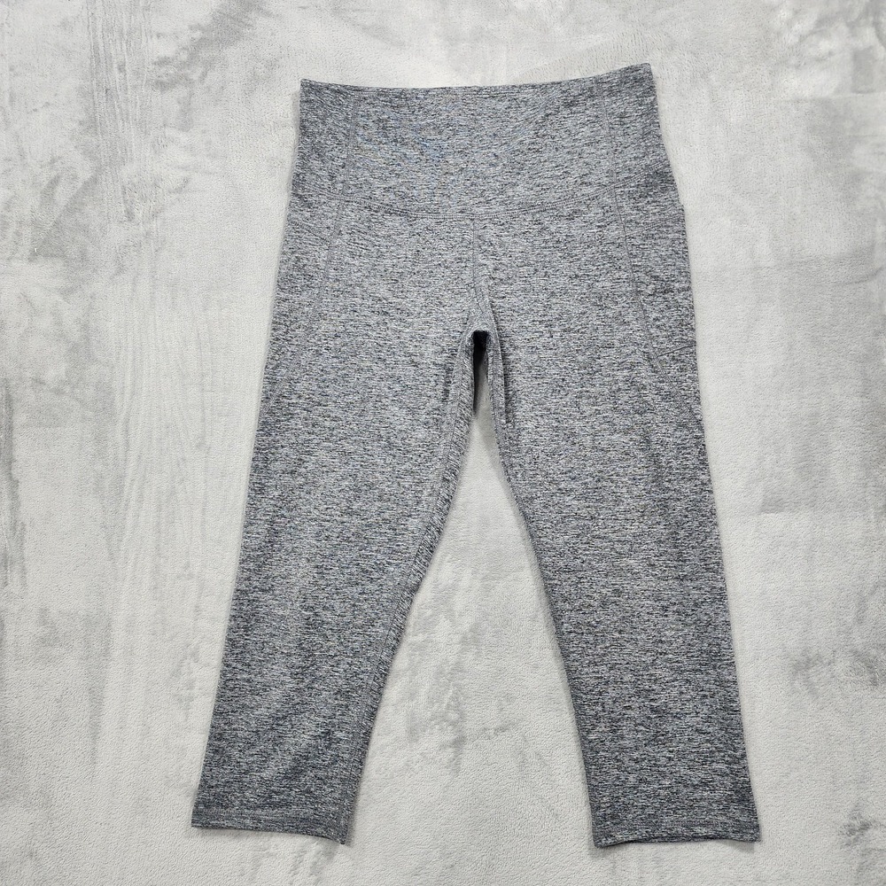 Champion Leggings Womens L Heathered Gray Capri High Rise Yoga Gym Workout